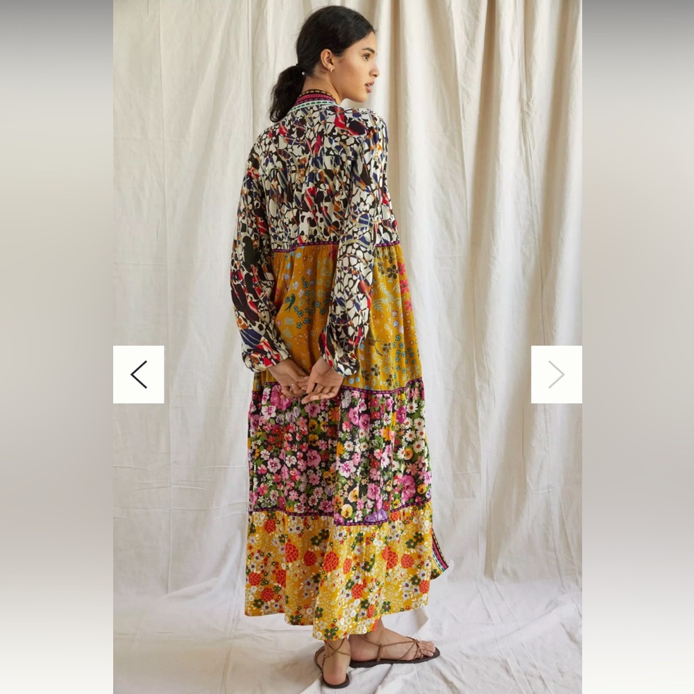 NWT Anthropologie Conditions Apply Retro Floral Tiered Kimono Robe Cover Up $140 - Picture 3 of 14